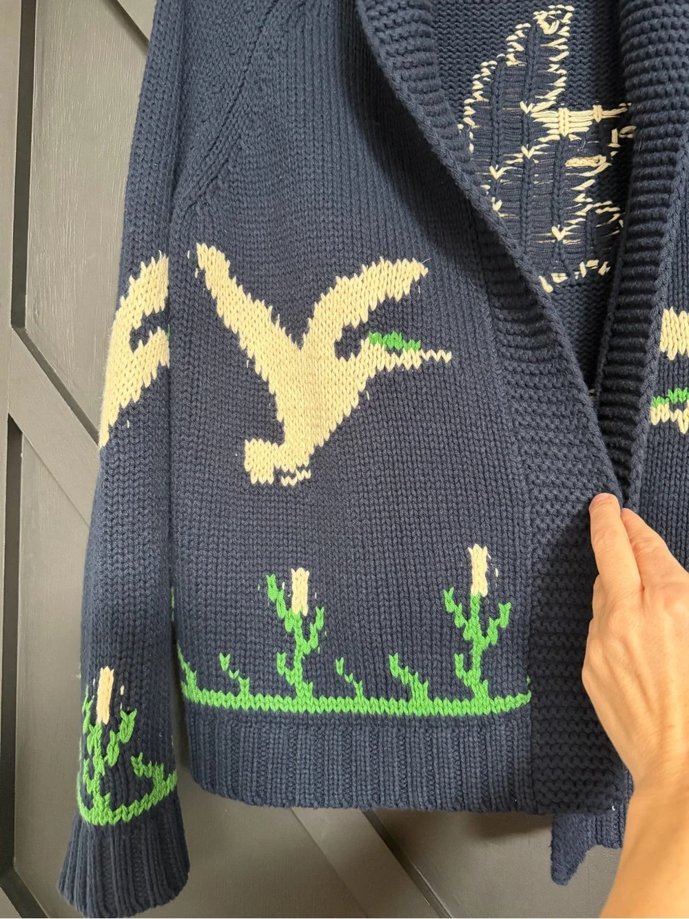 THE GREAT. The Bird Lodge Cardigan in Navy, Size 1 (Small)